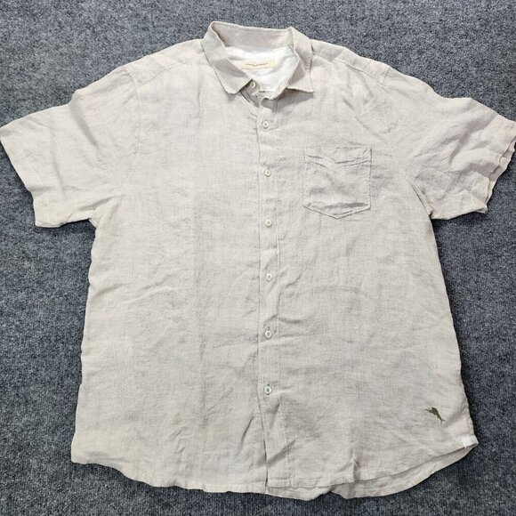 Tommy Bahama Mens Linen Party Breezer Shirt Natural Tan Brown TB310649R XL - Picture 1 of 15